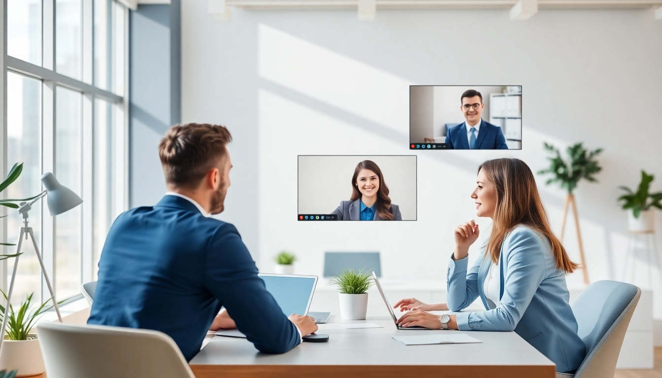 Shadow professionals online engage with participants in a vibrant virtual workspace during video calls.