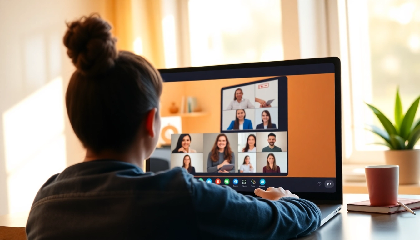 Career shadowing online with an engaged individual observing a virtual job session on a laptop.