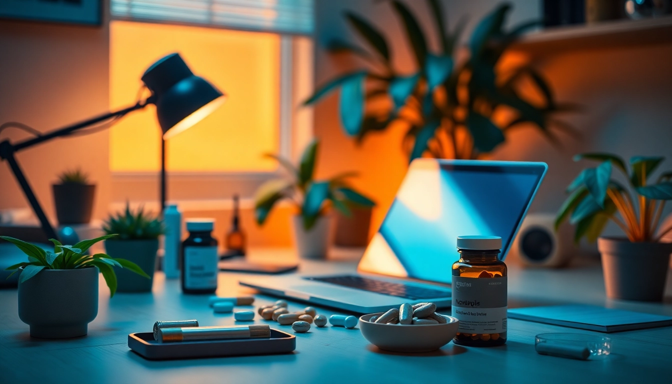 Enhance focus and memory with Nootropics showcased in a vibrant workspace environment.