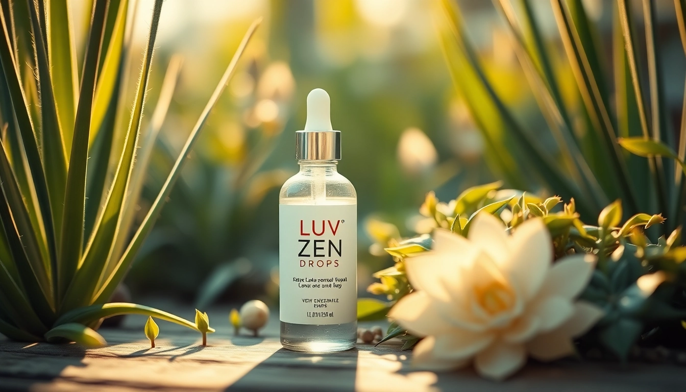 Buy zen drops to experience relaxation and stress relief with our natural supplement bottle set in a calming environment.