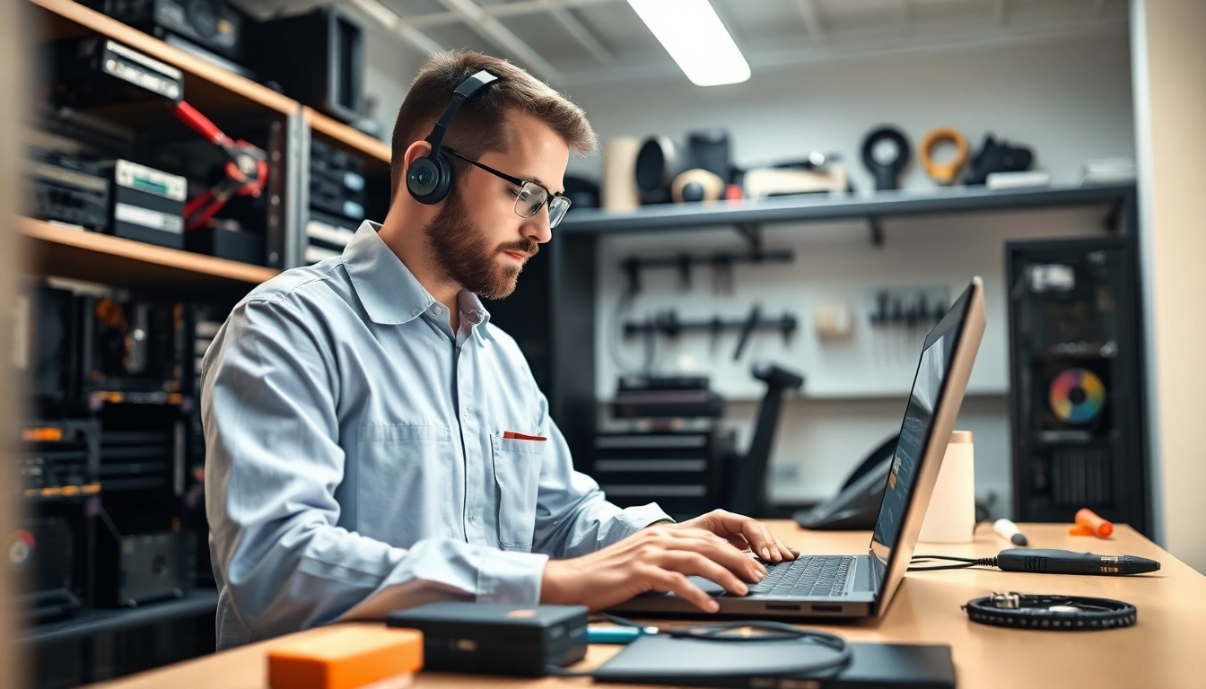 Riparazione computer settimo torinese, tecnico specializzato in un ambiente moderno e organizzato.