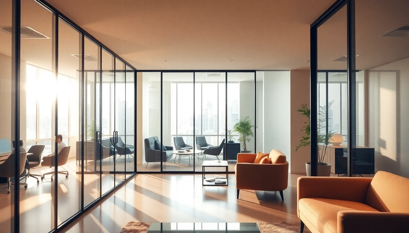 Enhance your workspace with movable glass partitions providing flexibility and openness.