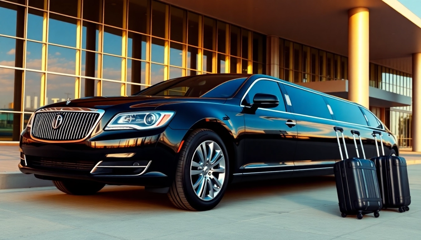 Experience premium airport limo service Jacksonville FL with our luxurious black limousine ready at the airport.