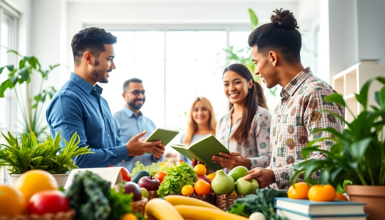 Promote your expertise in holistic nutrition certification with a professional team discussing wellness strategies.