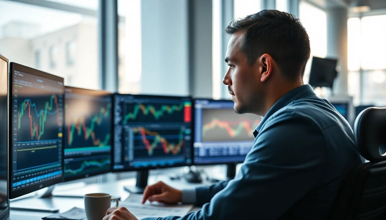 Trader reviewing graphs to make informed decisions in trade futures market.