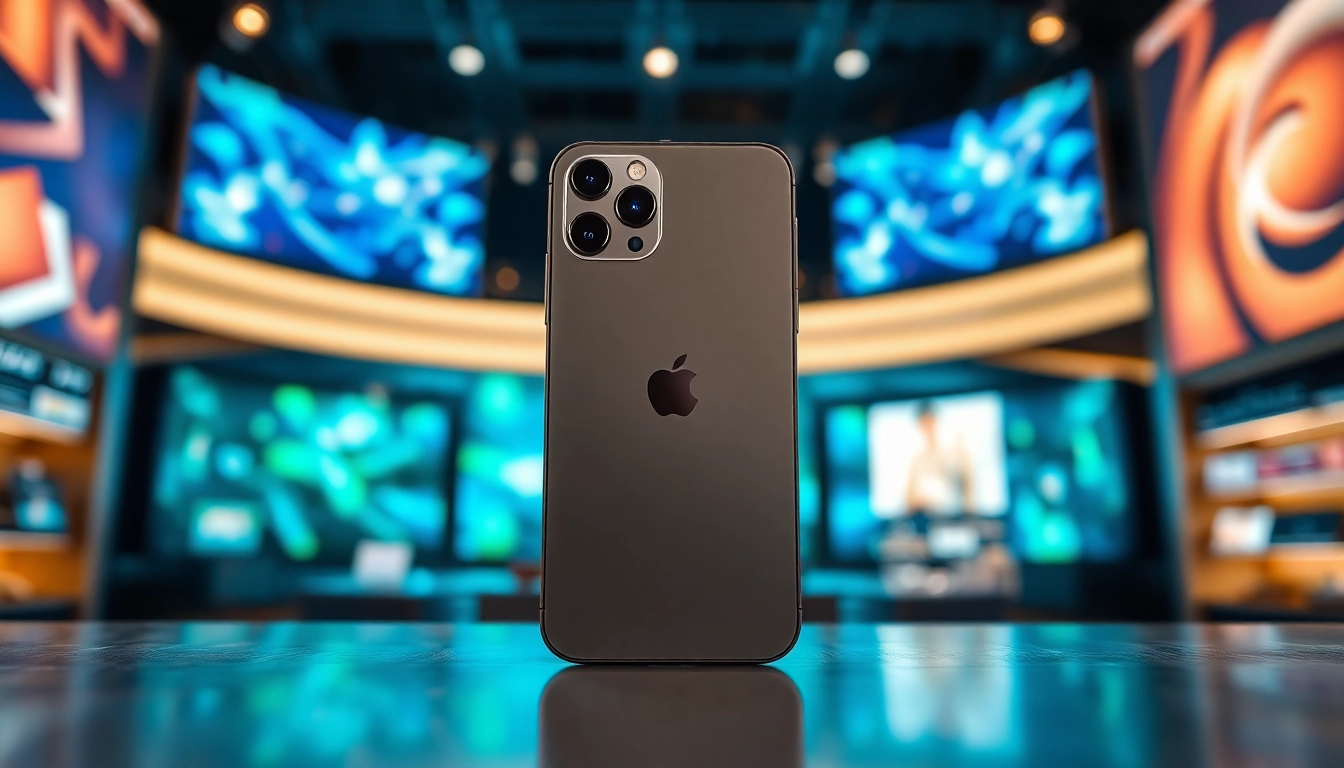 Highlight the opportunity to buy iPhone 16 Pro with engaging features in a sleek retail display.