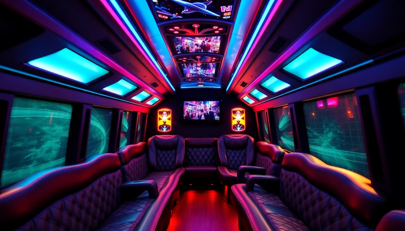 Experience the luxury of an Atlanta party bus featuring plush seating and elegant interiors for group celebrations.