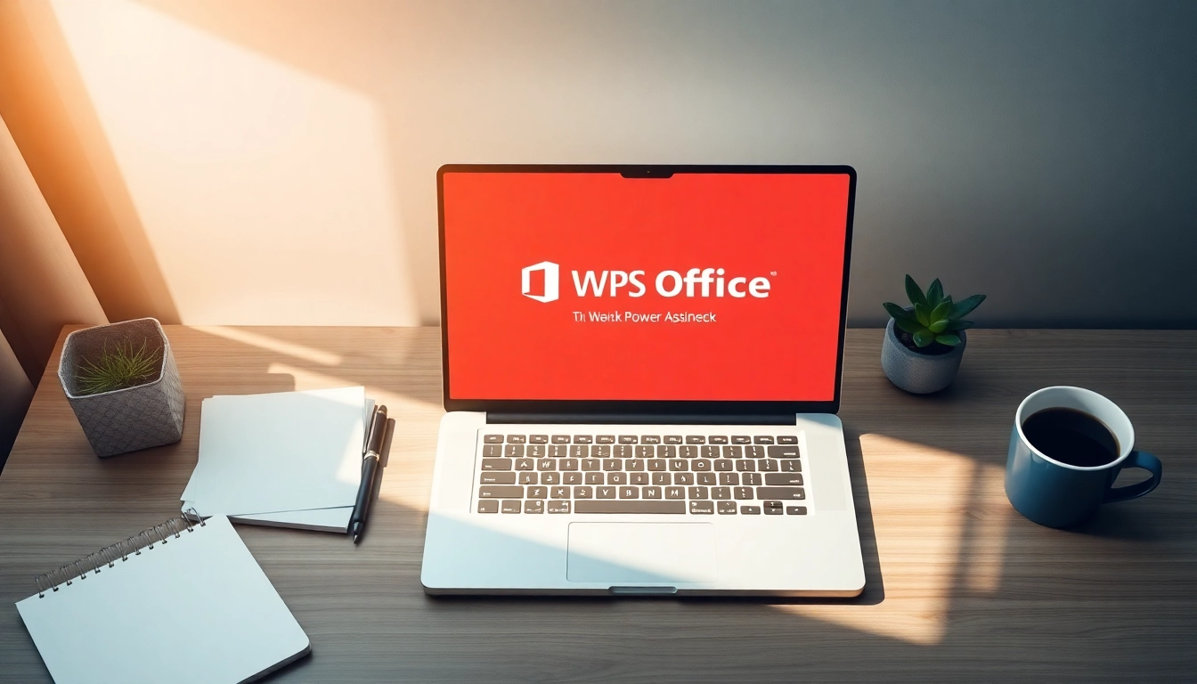 Download WPS Office with a sleek interface showcased on a modern laptop in an inspiring workspace.