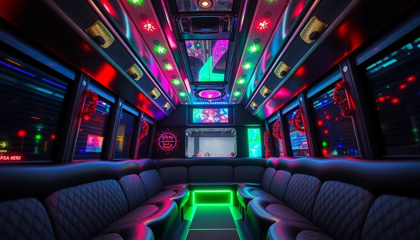 Experience an unforgettable atlanta party bus ride with luxurious seating and vibrant lighting.