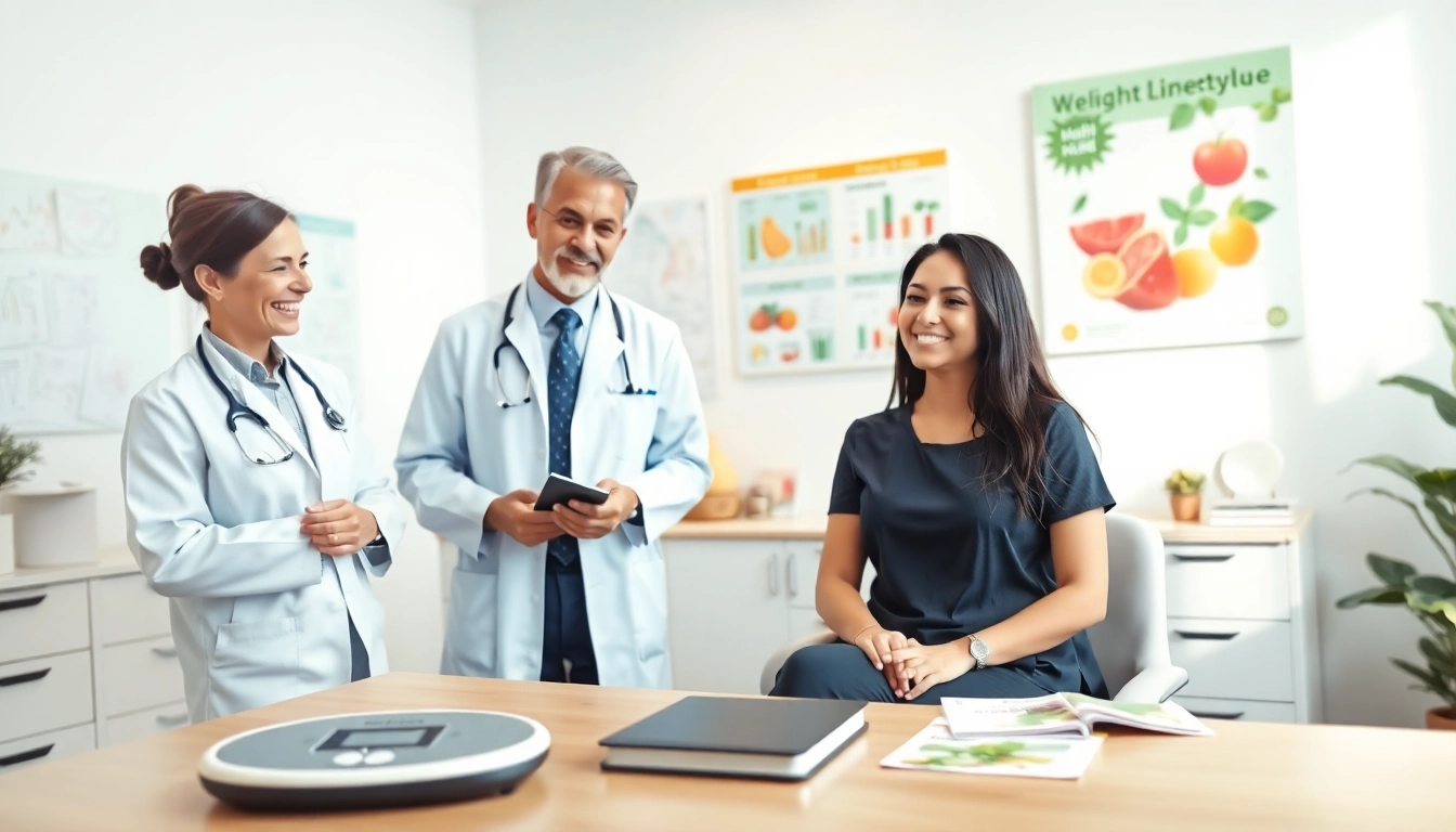Consulting with a doctor for weight management in a modern office setting.