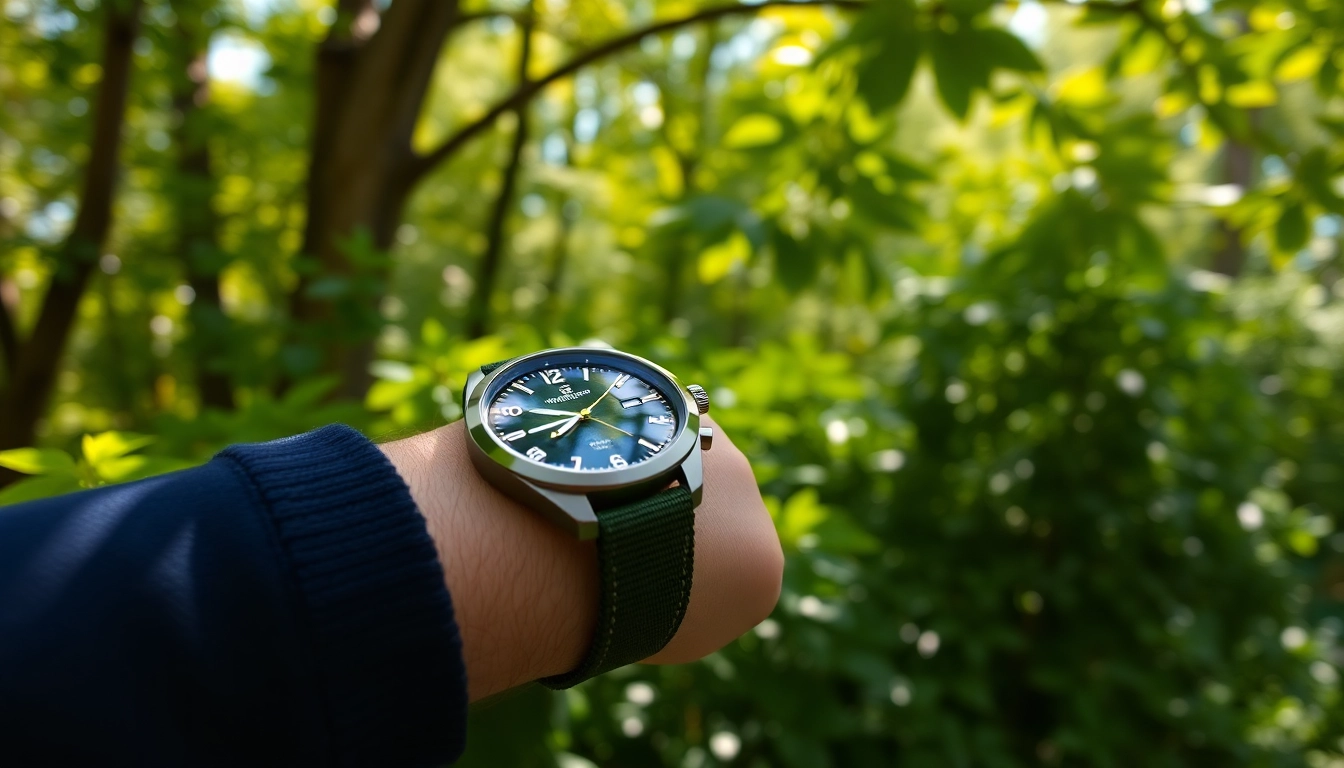 Stylish nato watch straps uk featured on a wrist in vibrant colors and natural setting.