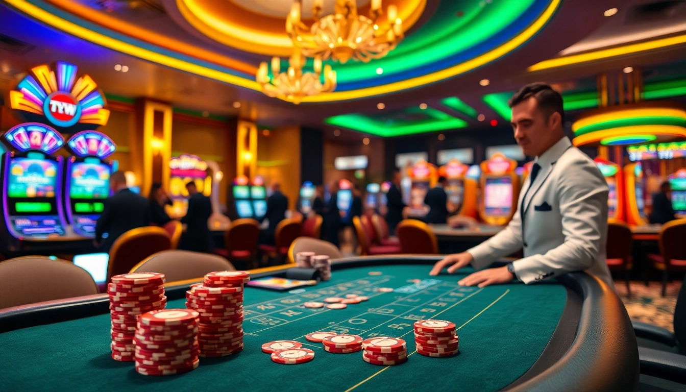 Experience the excitement of TPower casino with a lively gaming scene and professional dealer.