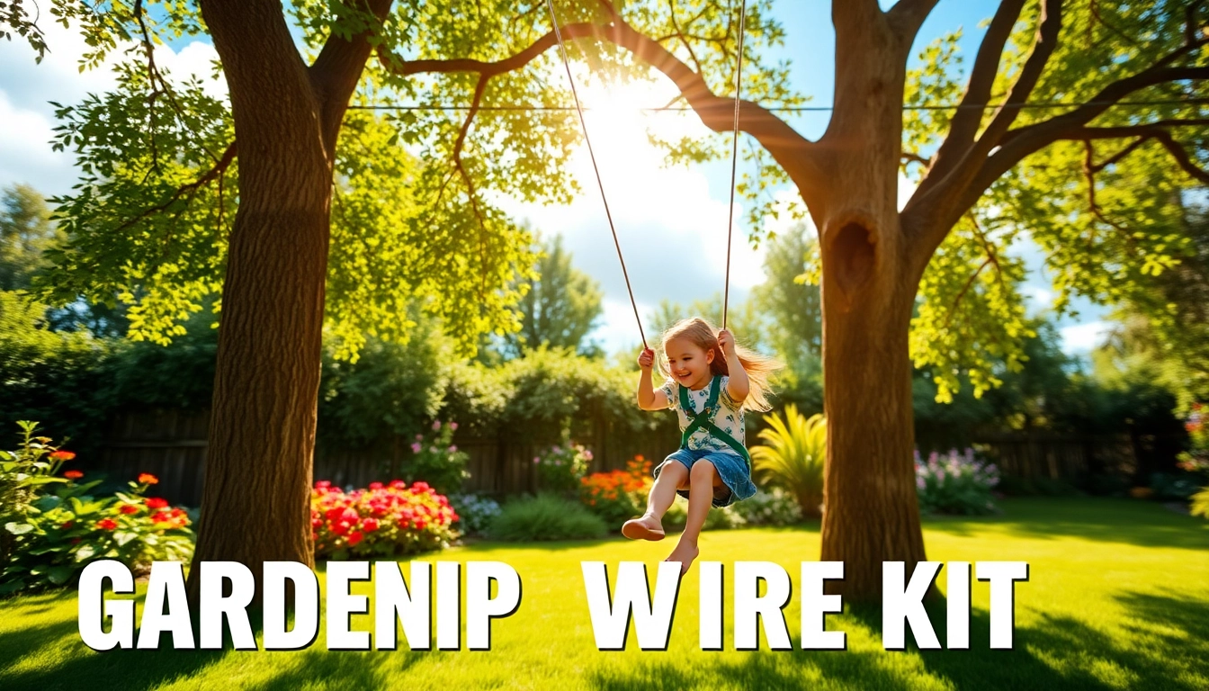Experience a thrilling GARDEN ZIP WIRE KIT with kids enjoying outdoor fun in a vibrant garden.