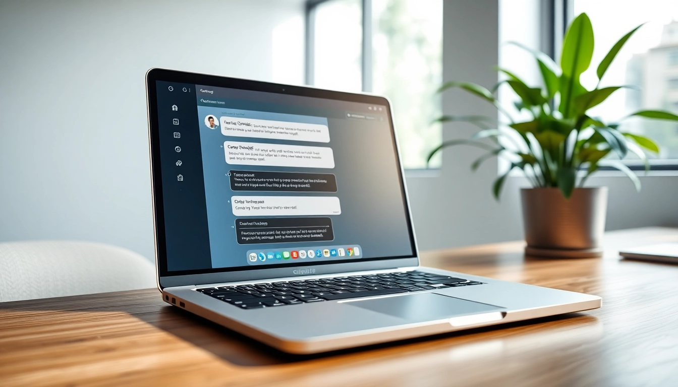 Engage users with a ChatGPT chatbot showcased on a stylish laptop in a bright office.