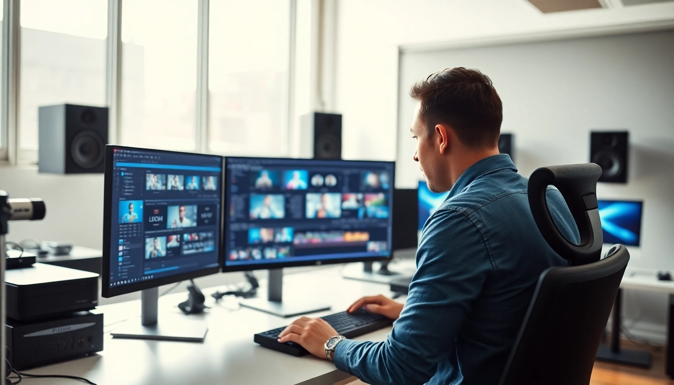 Editing & Post-Production scene with a professional video editor focused on computer editing software.