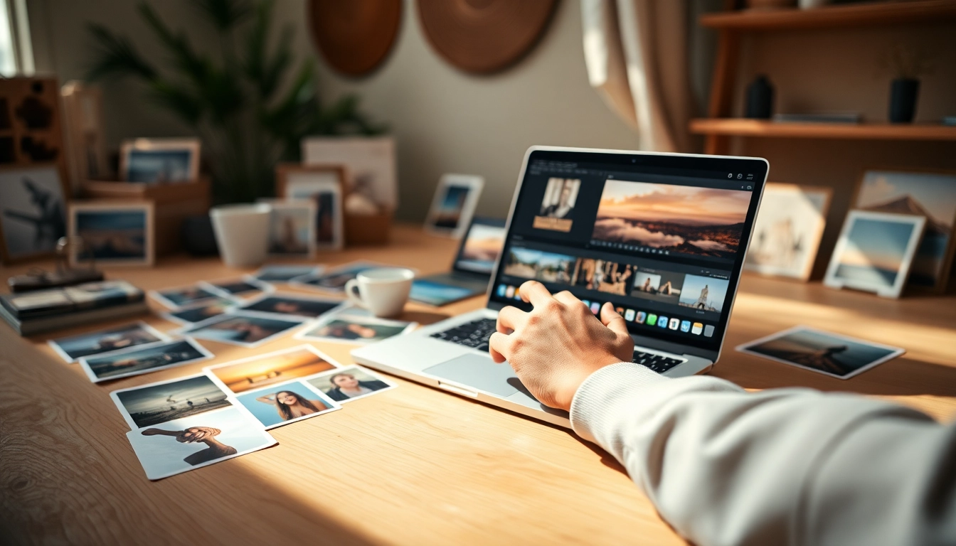 Enhance your photos with premium presets showcased in a cozy editing studio.