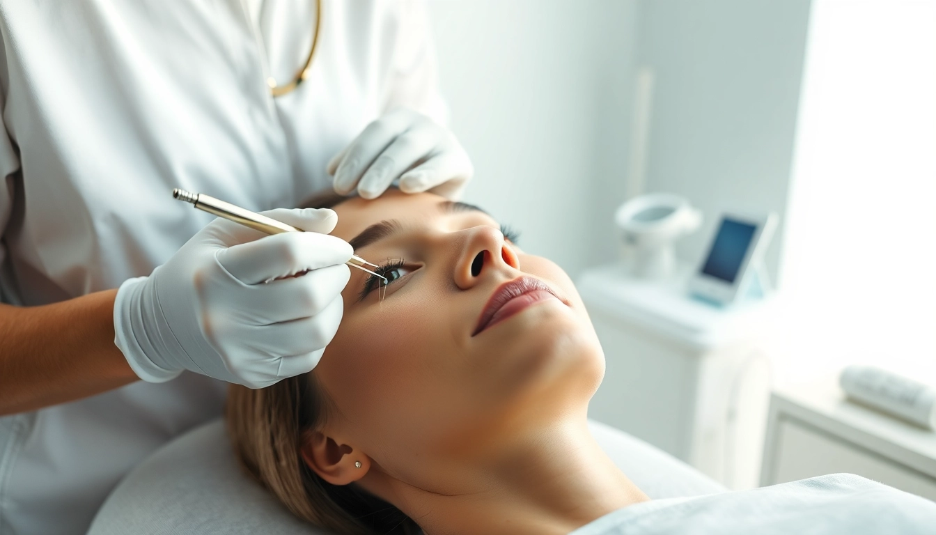 Client receiving thread lifting treatment with expert care near me at a modern medspa.