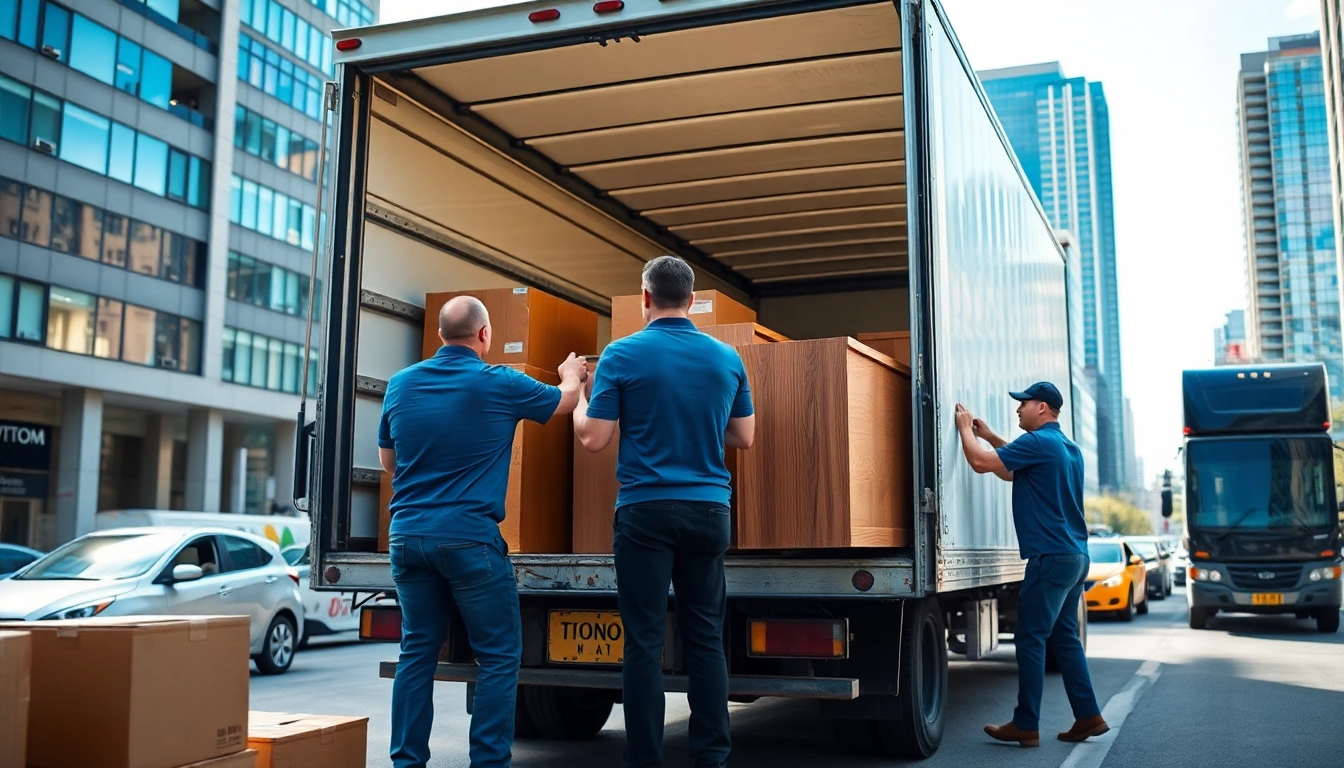 Movers loading items into a truck representing Toronto moving companies showcasing professionalism.