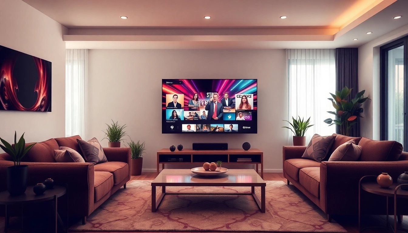 Comprar IPTV con un moderno televisor de pantalla plana en un acogedor salón.