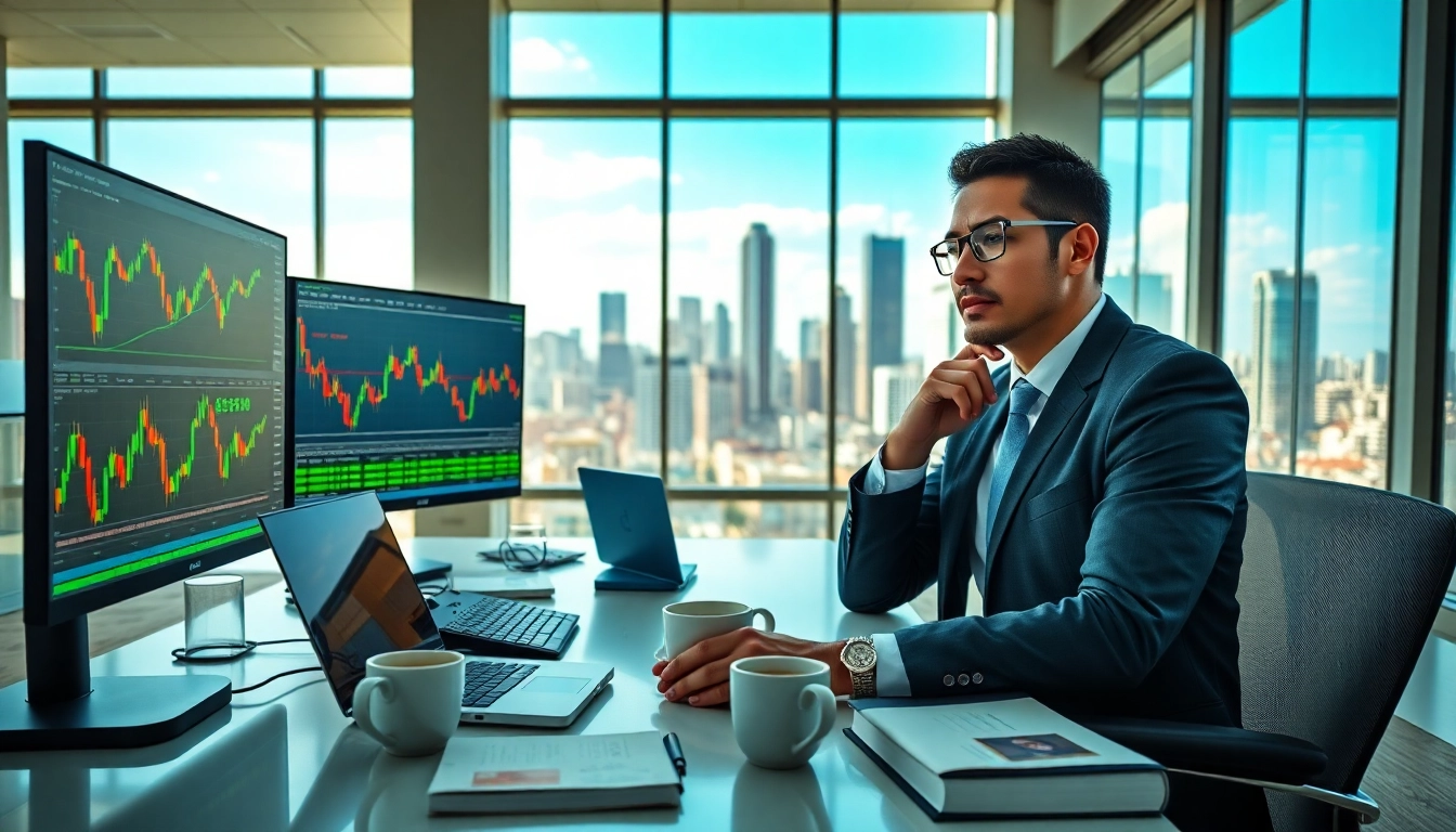 View a professional forex trader analyzing Best Forex Signals Telegram in a modern office setting.