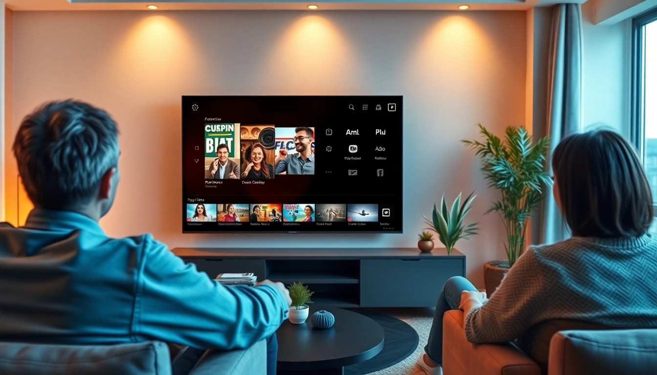 Ver opciones de Comprar Listas IPTV en una moderna sala de estar con un televisor.