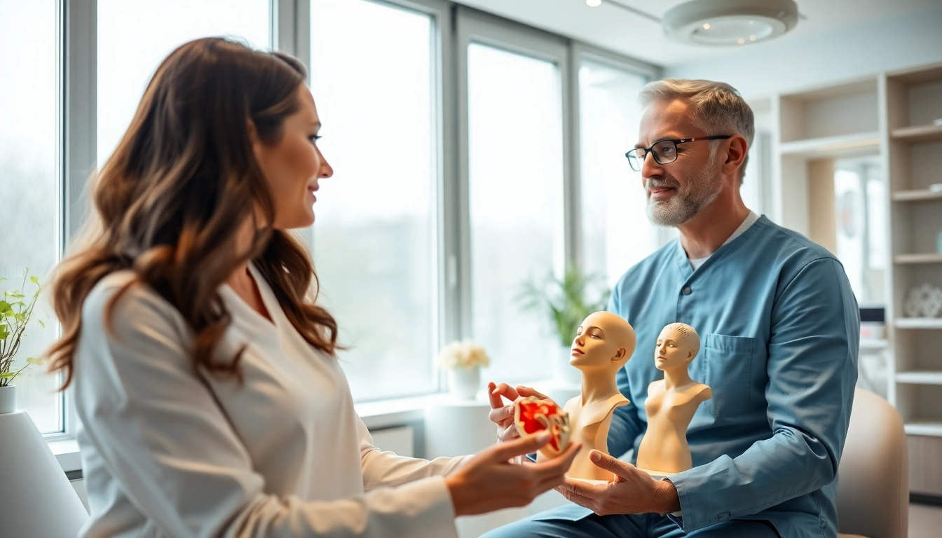 Informative consultation on Schönheitschirurgie Braunschweig between a surgeon and patient.